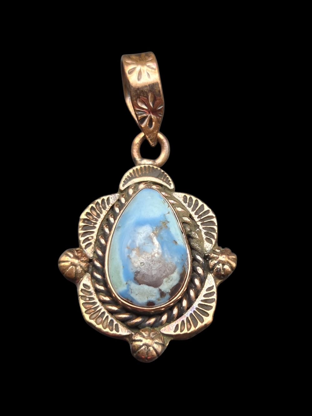 Copper Turquoise Teardrop Pendant